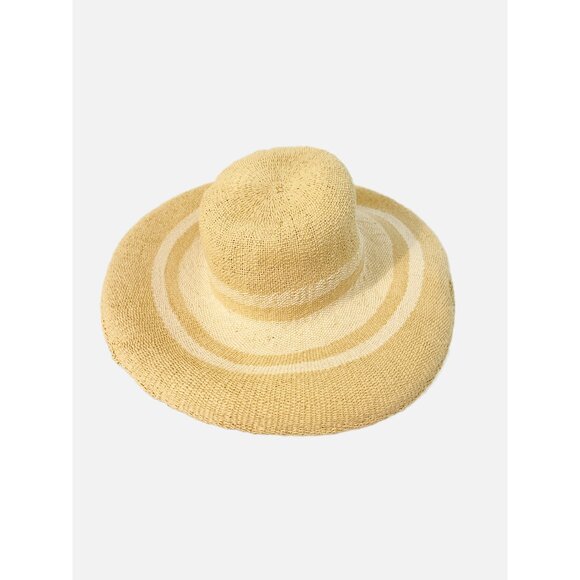 A New Day Striped Floppy Brim Beach Hat Cream Color S/M - Picture 2 of 9